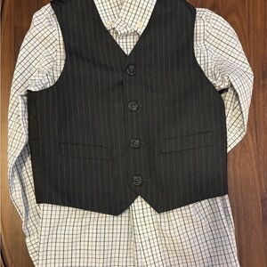 GAP Kids Black and White Button Down Shirt with Vest